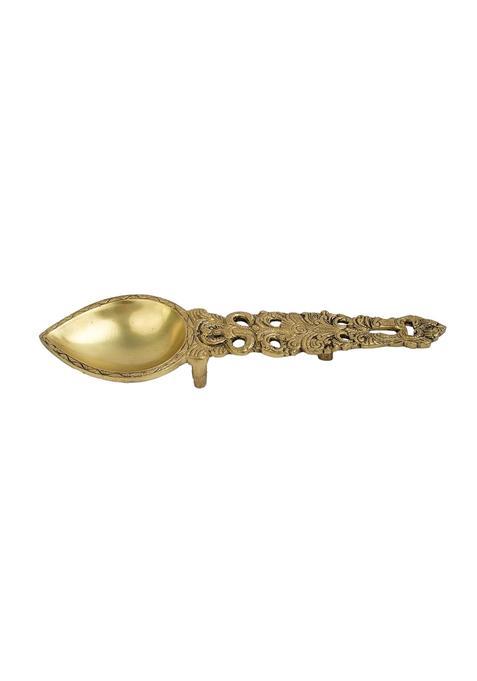 Jaszz Art Gold Brass Pooja Aarti Spoon 13IN Long 950 G Home Decor