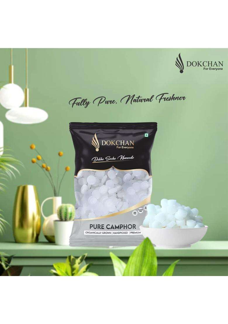 Dokchan White Air Purifying Pure Camphor for Pooja Natural Aromatic Kapoor for Havan Puja Diffuser Pack of 800 - Indya