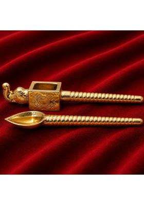 Bhunes Brass Havan Spoon Set Yajna Achamani Sruva Sruk Agnihotra Ritual Offering Spoon Vedic Pooja Homa
