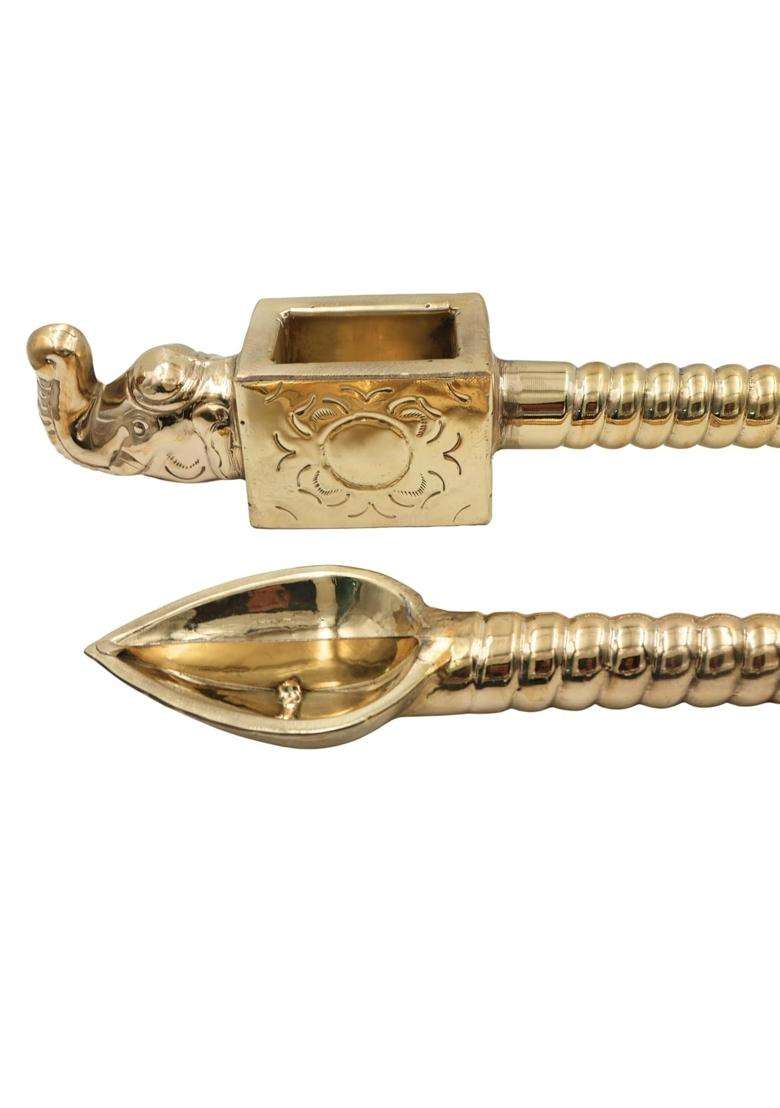 Bhunes Brass Havan Spoon Set Yajna Achamani Sruva Sruk Agnihotra Ritual Offering Spoon Vedic Pooja Homa - Indya