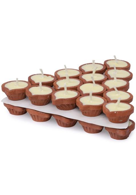 White Pure Cow Ghee Diya 60 Pcs for Puja and Diwali Decoration Upto 50 55 Burn Time