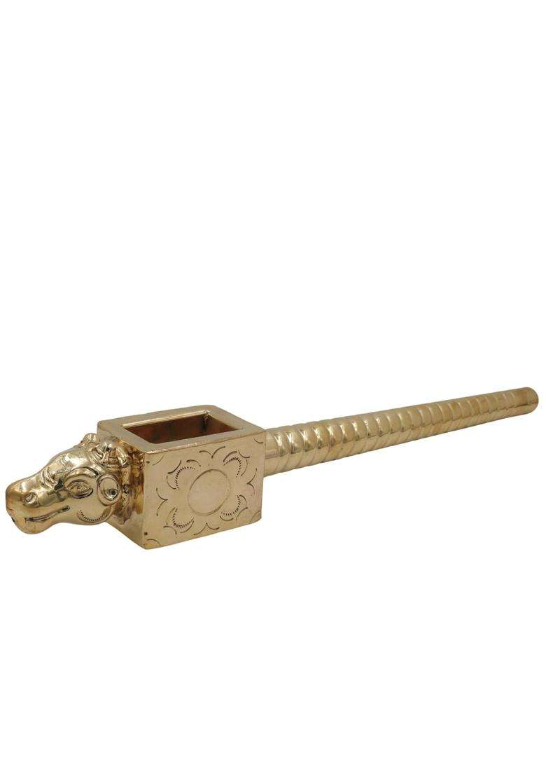South Indian Arts Brass Nandhi Havan Spoon Gold 3 Inch 1 Piece - Indya
