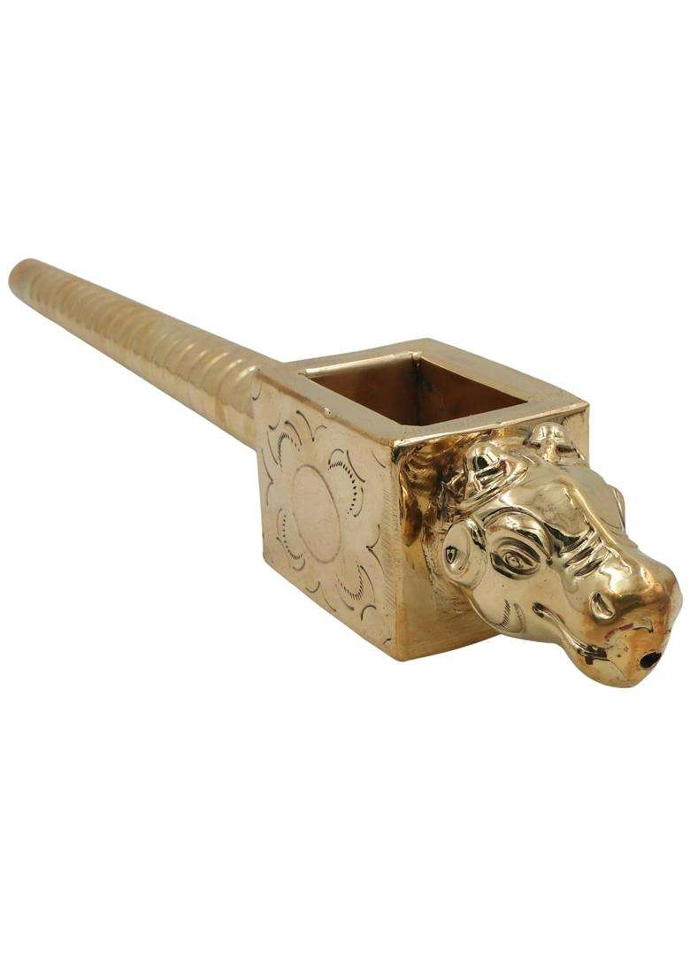 South Indian Arts Brass Nandhi Havan Spoon Gold 3 Inch 1 Piece - Indya