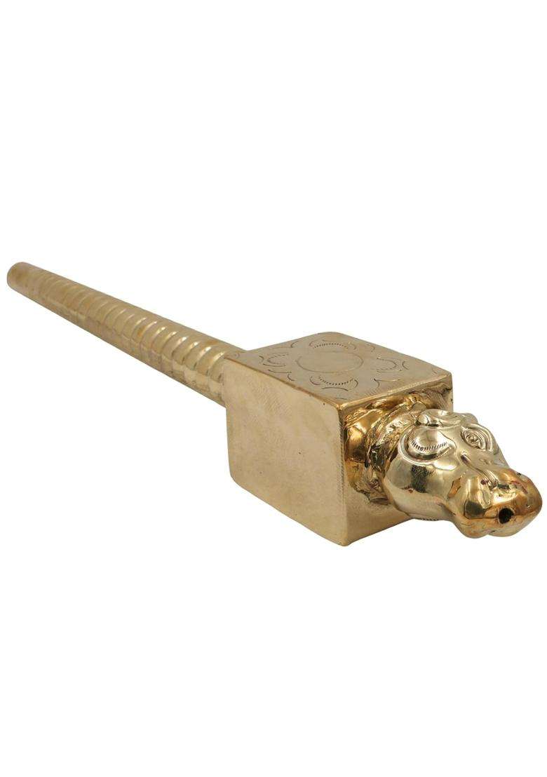 South Indian Arts Brass Nandhi Havan Spoon Gold 3 Inch 1 Piece - Indya