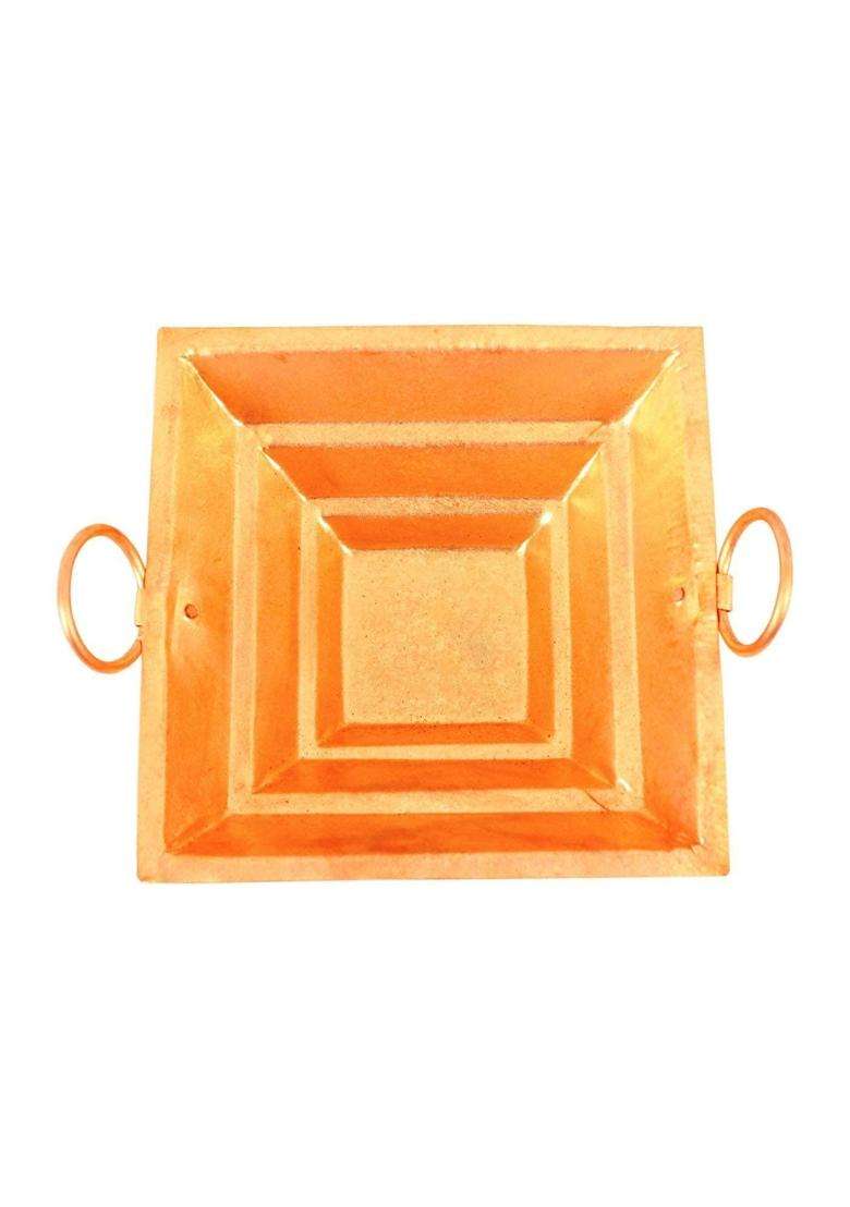 Rolimoli Copper Hawan Kund for Yagya Pooja Temple Decor Width 10 Inch Brown - Indya
