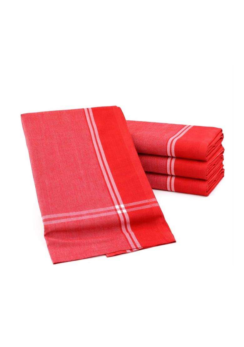 Jethiya 100 Percent Cotton Red Gamcha Towel Suitable for Puja and Religious Functions - Indya