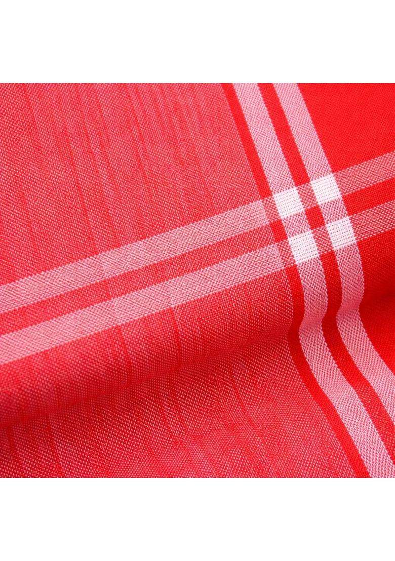 Jethiya 100 Percent Cotton Red Gamcha Towel Suitable for Puja and Religious Functions - Indya