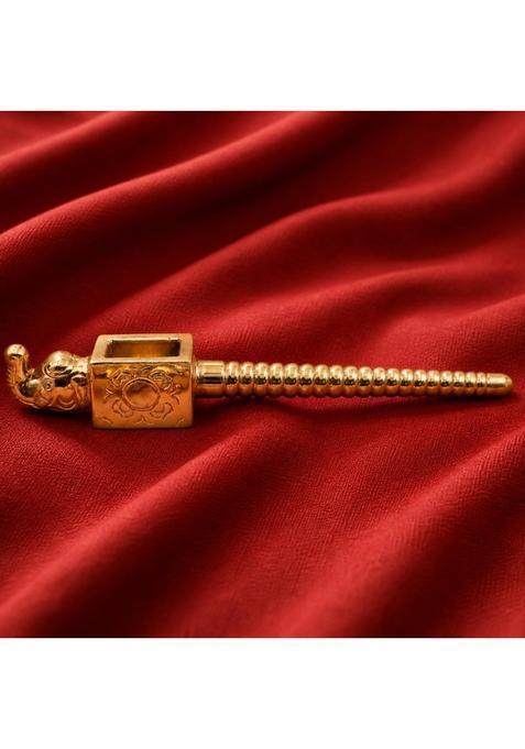 Bhunes Gold Brass Yagna Spoon 20 Inch Handcrafted Elephant Face Sruk Sruva for Havan Homam Agnihotra and Pooja