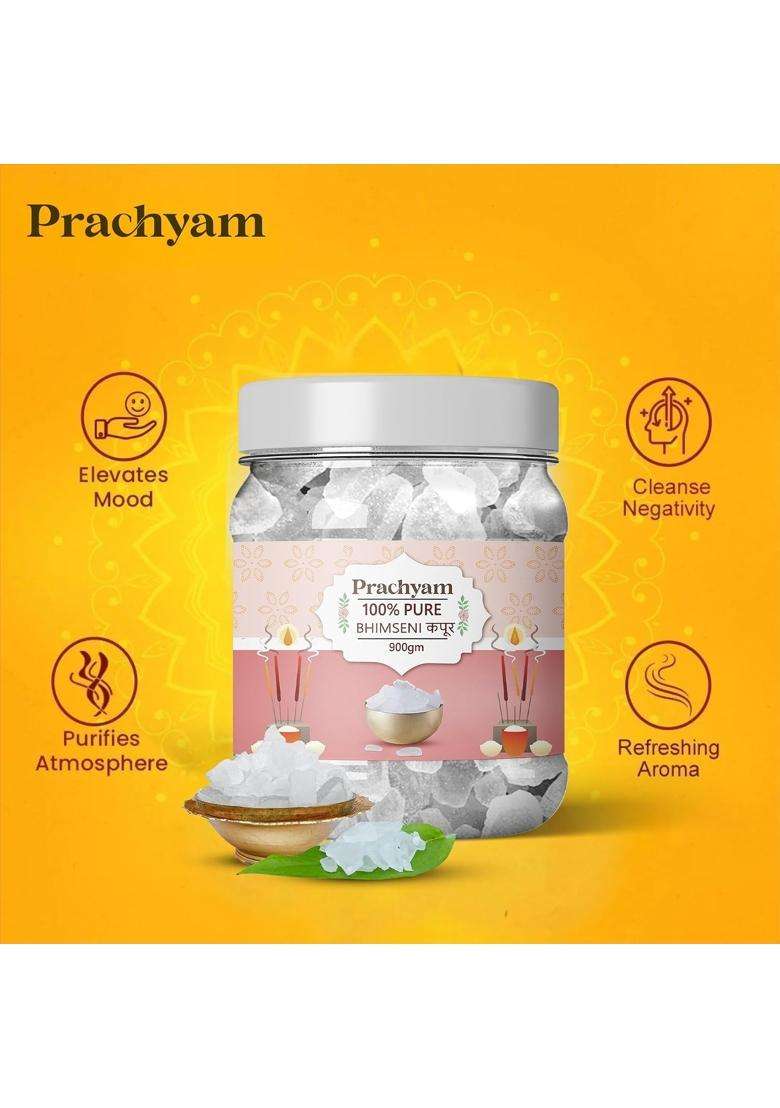 Prachyam Bhimseni Camphor Flakes 900G Puja Havan - Indya