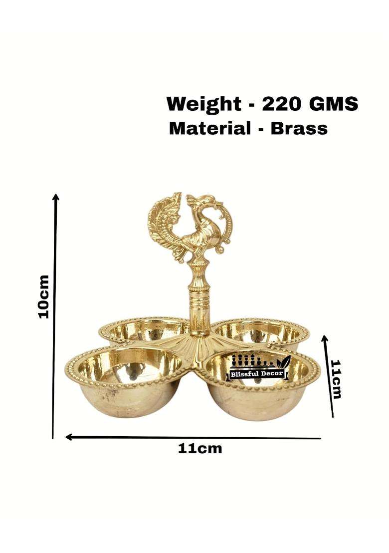 Blissful Decor Gold Presents Poojan Paatr Pure Peacock Head Choupala Chopala - Indya