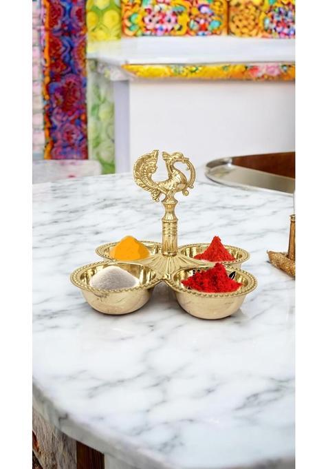 Blissful Decor Gold Presents Poojan Paatr Pure Peacock Head Choupala Chopala