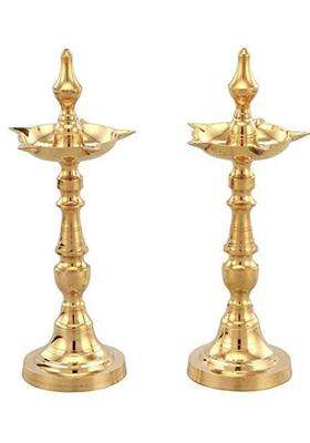 Brass Diwali Puja Oil Diya Kashi Samayi for Guft and Puja Height 14 Inch Kashi Samayi