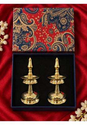 Ambi Gold Premium Brass Diya Gift Box Traditional Oil Lamps 5 and Half Inch Set of 2
