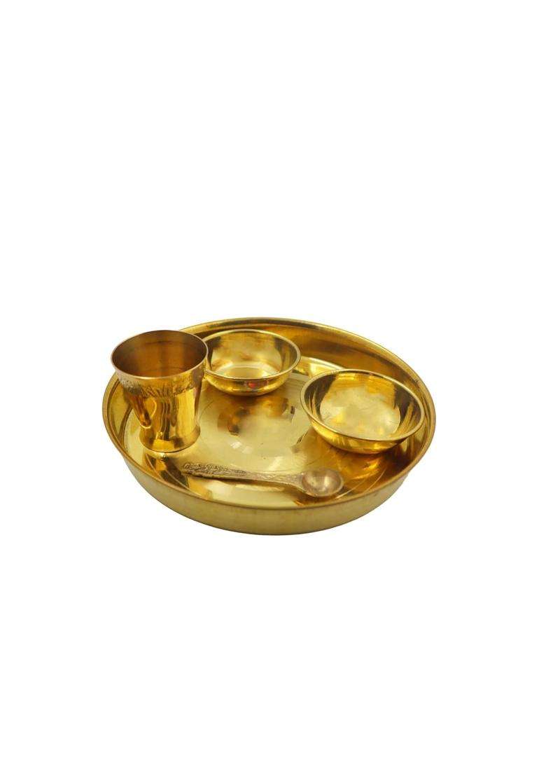 Spillbox Gold Brass Puja Thaliset Pooja Arati Diya - Indya