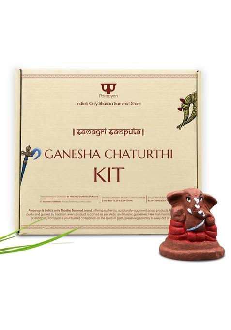 Paraayan Complete Ganesh Chaturthi Puja Kit 17 Sacred Puja Items with Eco Friendly Ganesha Murti