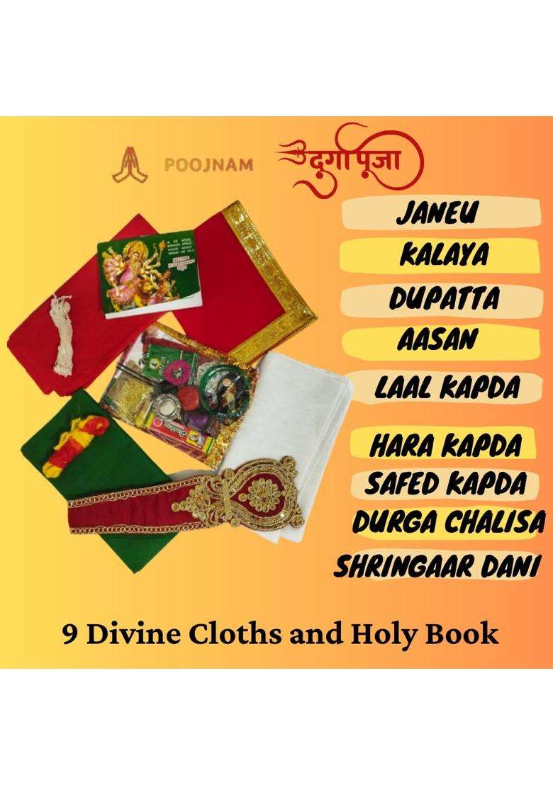 Poojnam Durga Puja Samagri Kit Complete Essentials for Durga MATA Decoration and Worship During Set of 36 - Indya