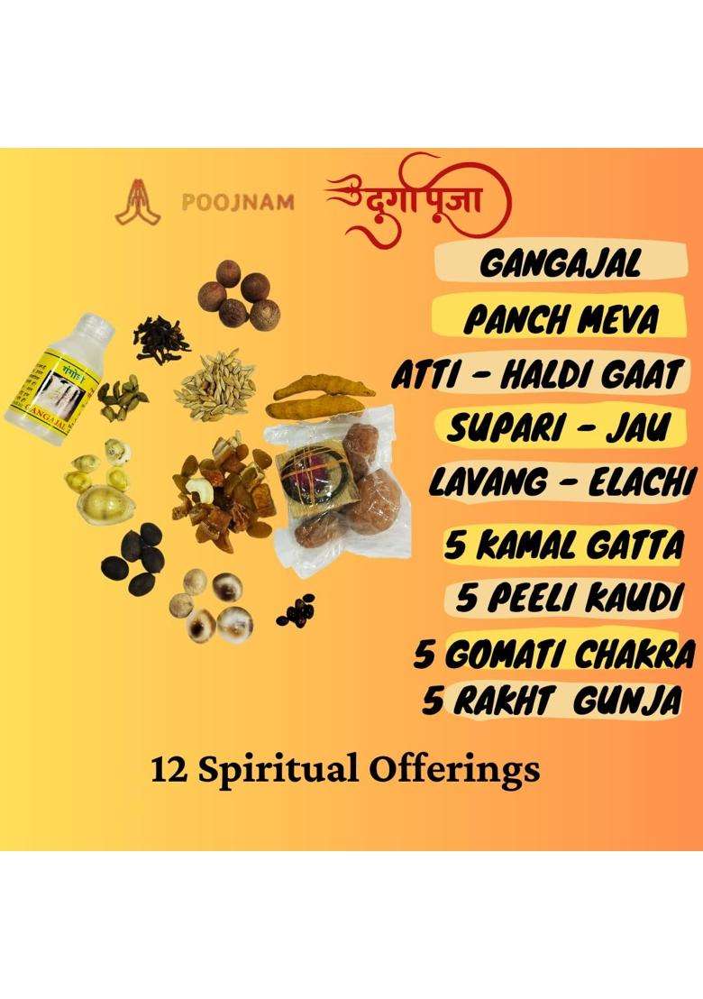 Poojnam Durga Puja Samagri Kit Complete Essentials for Durga MATA Decoration and Worship During Set of 36 - Indya