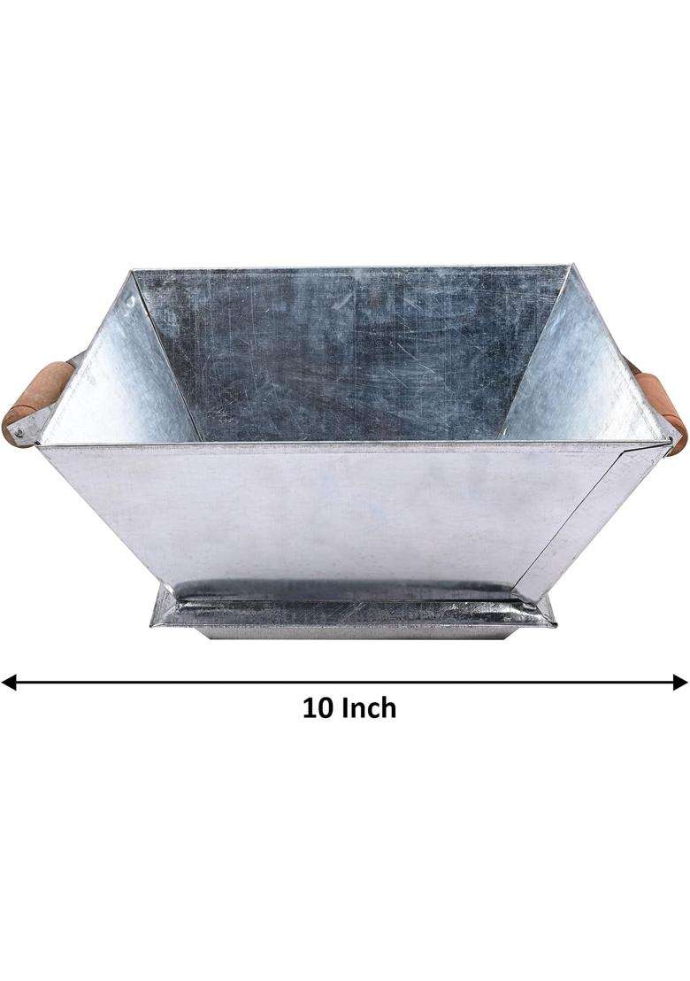 Dokchan Silver Handmade Heavy Quality with Wooden Handle for Home Puja Size 14 Inch - Indya