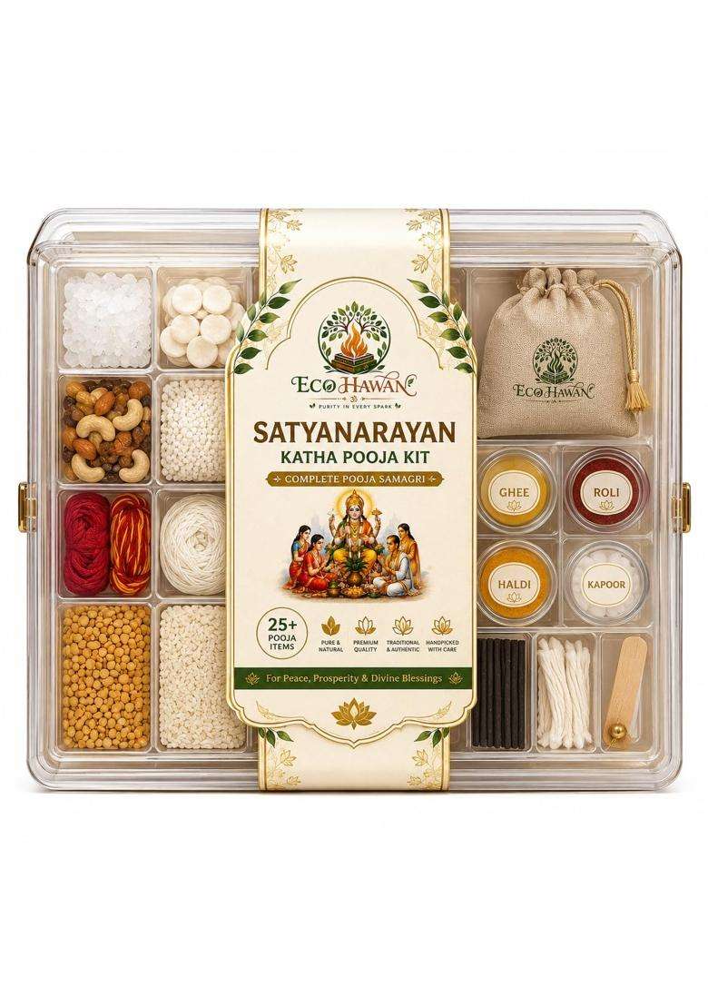 ECO Hawan Multicolour Satyanarayan Katha Pooja Kit Complete Pooja Samagri with 35 Plus Essential Items - Indya