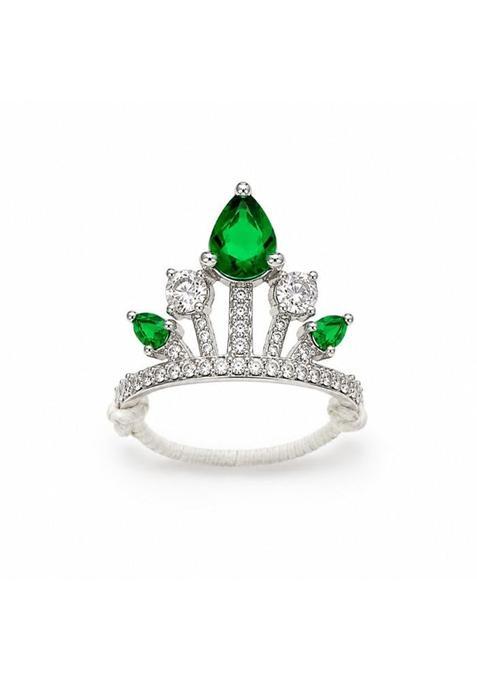 SRKJ 925 Sterling Silver Laddu Gopal Mukut Crown with Green Stones