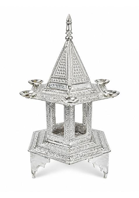 Elevate Your Diwali Puja with Premium White Metal Hatri Royal Festive Decor