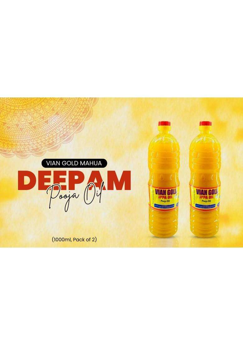 SRI VARI Divyas Vian Gold Mahua Pooja Oil Deepam Oil 1000 ML Pooja Oils Pack of 2 - Indya