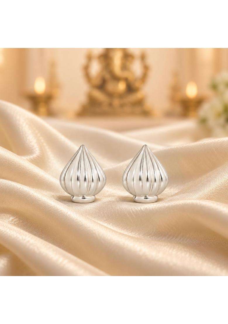 The Stardust Studio Real Silver Modak for Ganesh Puja Chandi Modak for Home Temple Pack of 2 - Indya