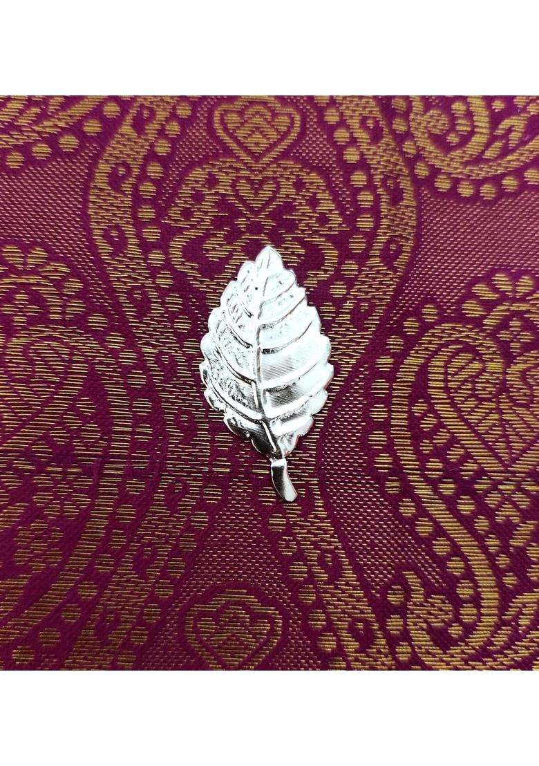 PUJA Celebrations Silver Tulasi Leaf Set Tulasi Tulsi Ji for Home Decor Pooja - Indya