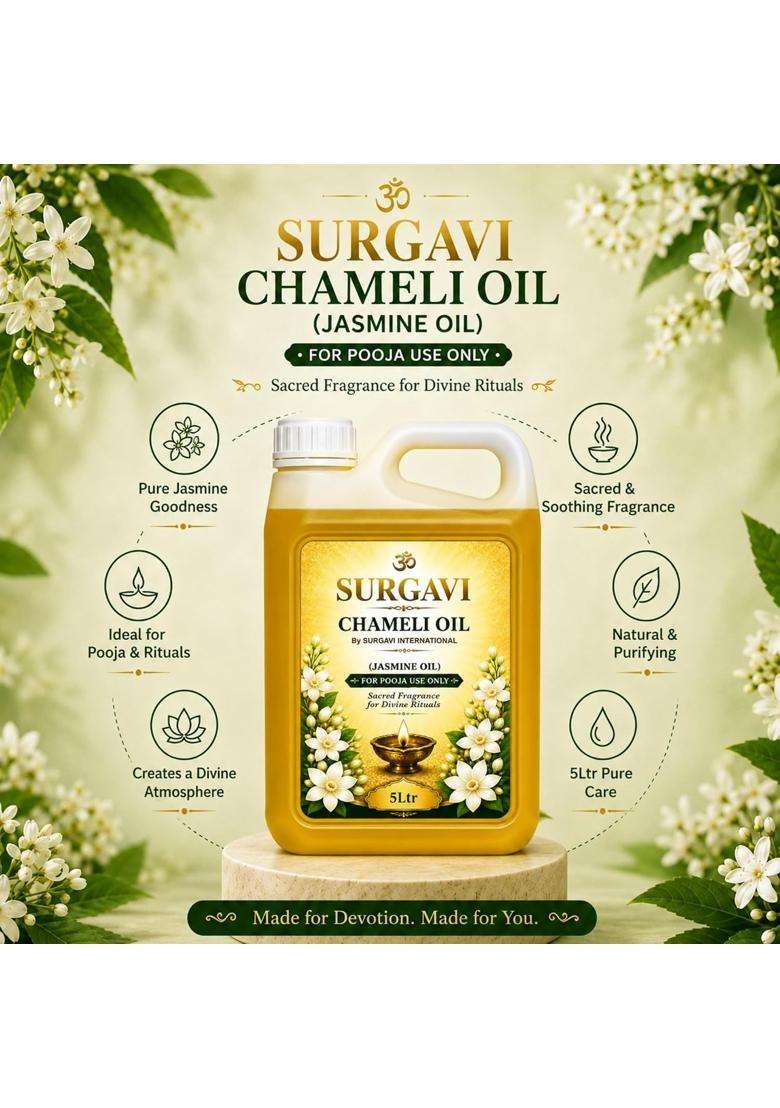 Surgavi Yellow Chameli Oil Jasmine Oil for Pooja Use Only Premium Jasmine Puja Oil for Diya - Indya