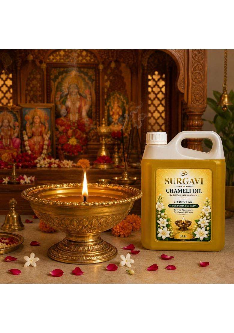 Surgavi Yellow Chameli Oil Jasmine Oil for Pooja Use Only Premium Jasmine Puja Oil for Diya - Indya