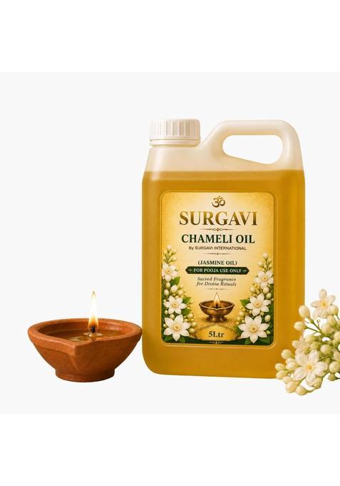 Surgavi Yellow Chameli Oil Jasmine Oil for Pooja Use Only Premium Jasmine Puja Oil for Diya
