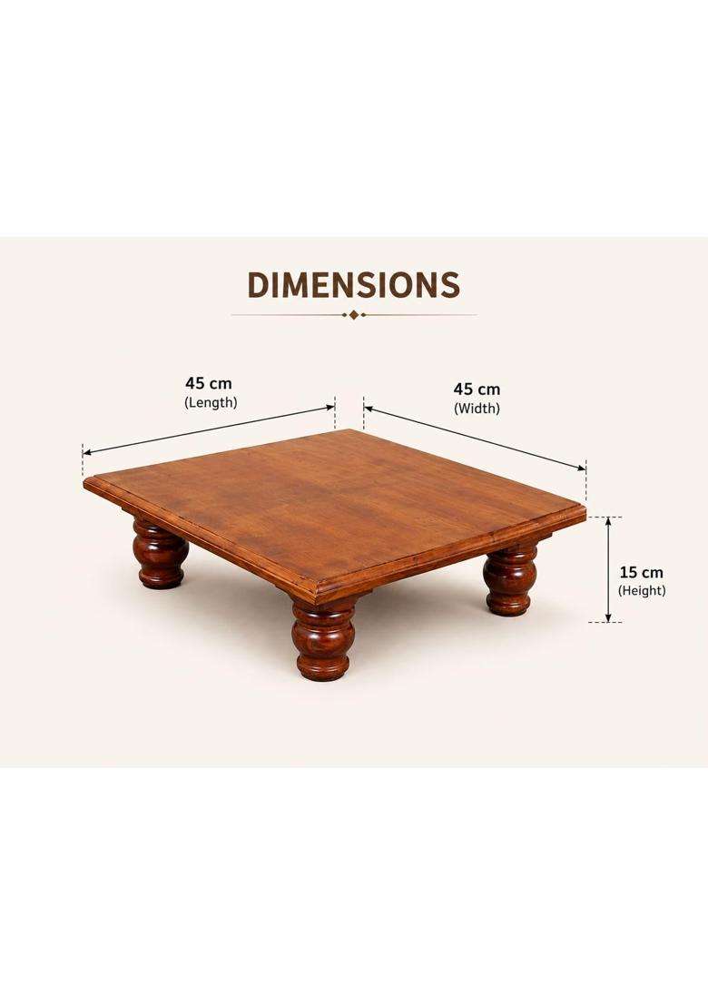 Wooden Brown Pooja Chowki for Home Temple Decorative Mandir Table for Idol Diya and Pooja Samagri - Indya