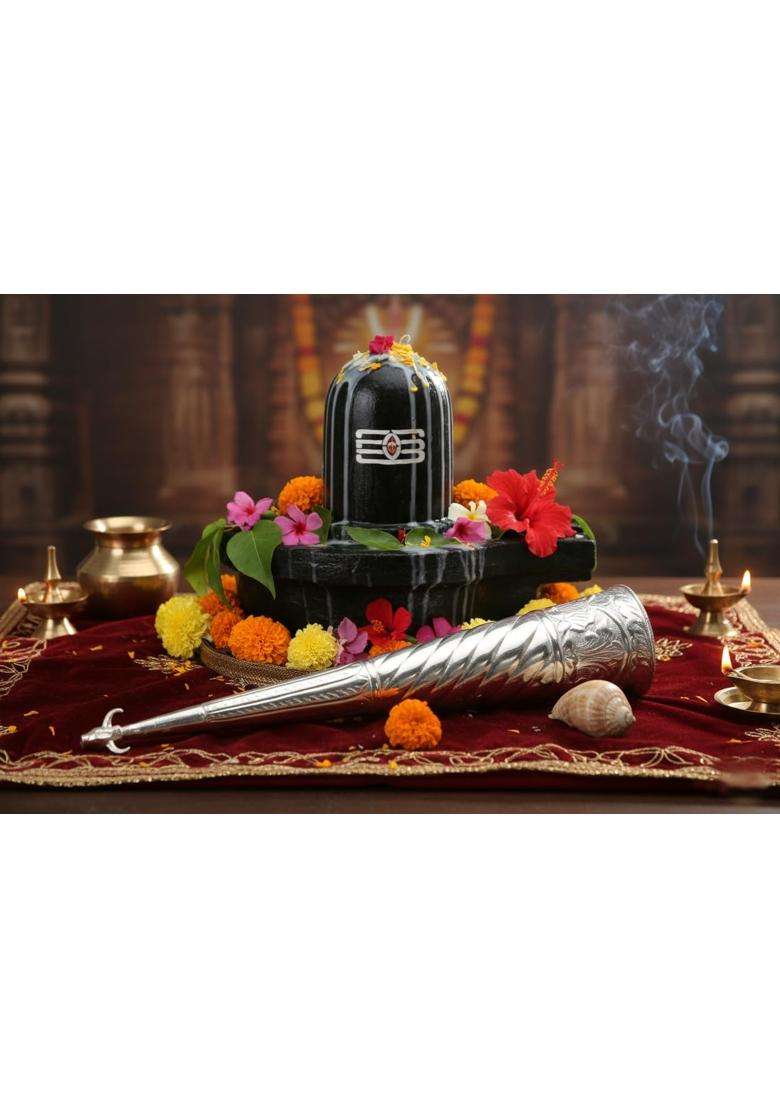 Bhakti Shringar German Silver Gaumukh Shringi Made in Kashi Gomukhi Shringi for Rudrabhishek - Indya