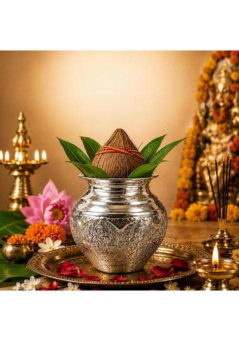 Shiv Home World German Silver Kalash Lota for Puja Abhishekam and Rituals Lota 11 CM
