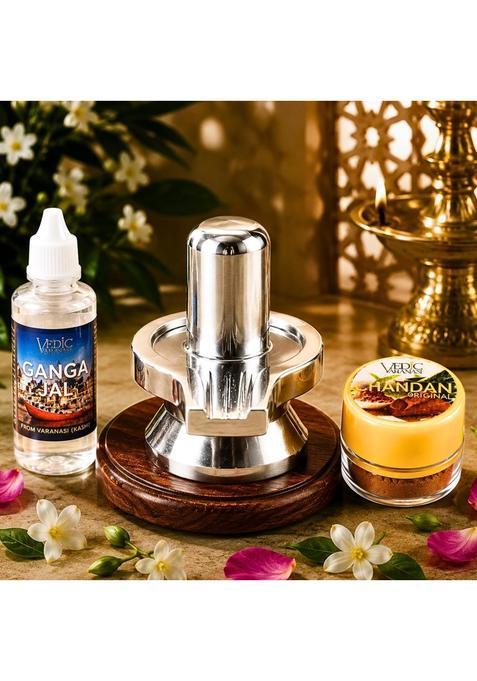 Vedic Varanasi Grey Original Parad Shivling for Puja Certified AAA Plus Mercury Shivling Parad Lingam