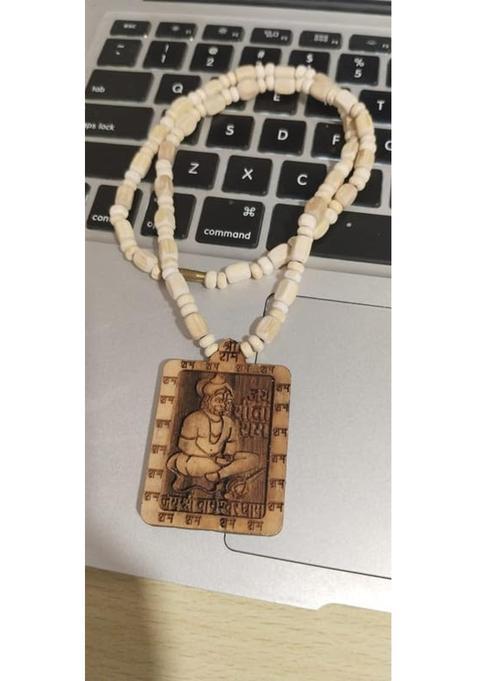Ze Creations White Riligious Bageshwar Dham Original Tulsi Mala with Hanuman Ji Locket Hanuman Tulsii Kanthi