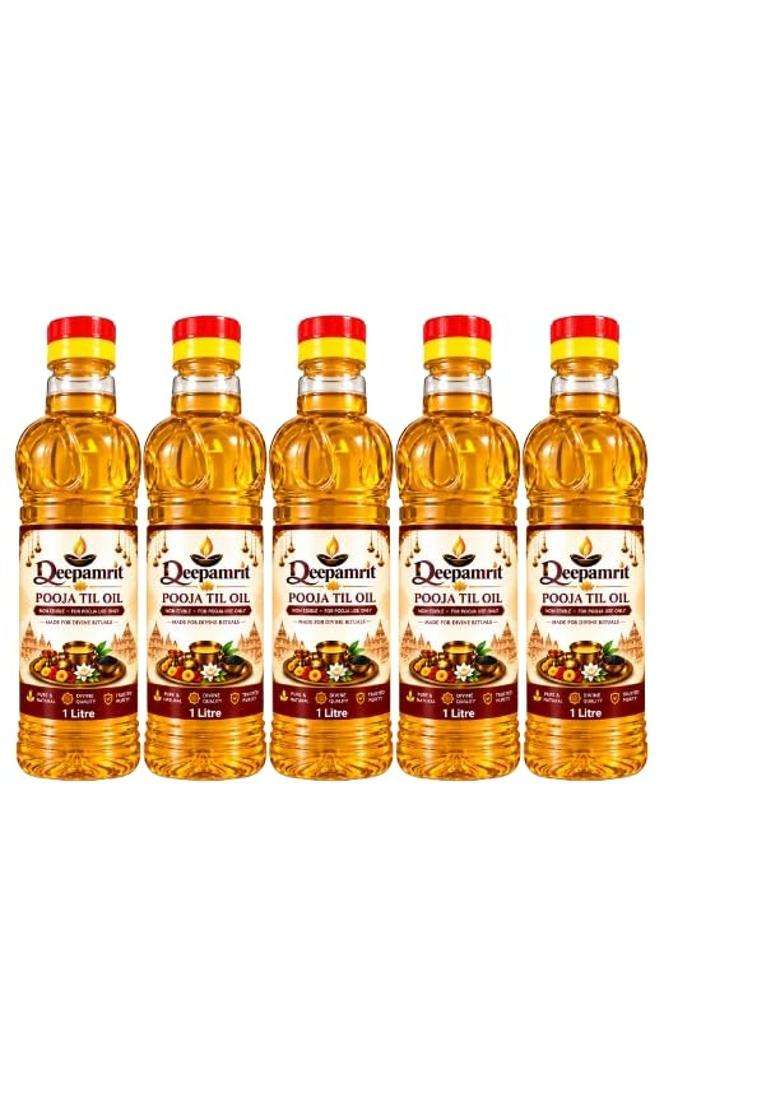 Deepamrit Yellow Premium Pooja Oil for Diya Pure Puja for Daily Worship and Religious Rituals - Indya