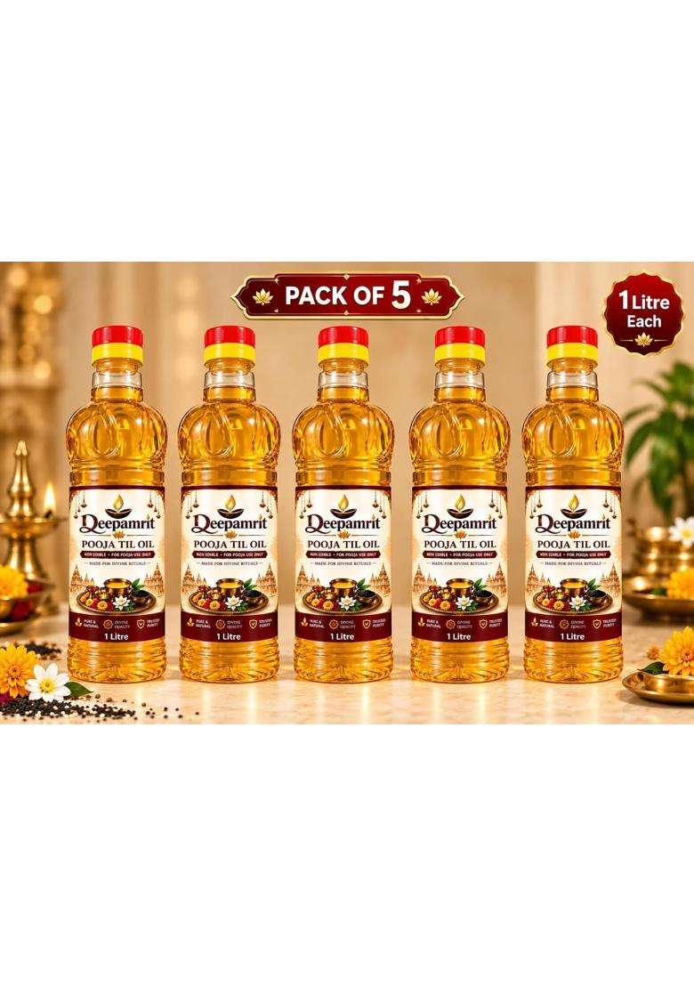 Deepamrit Yellow Premium Pooja Oil for Diya Pure Puja for Daily Worship and Religious Rituals - Indya