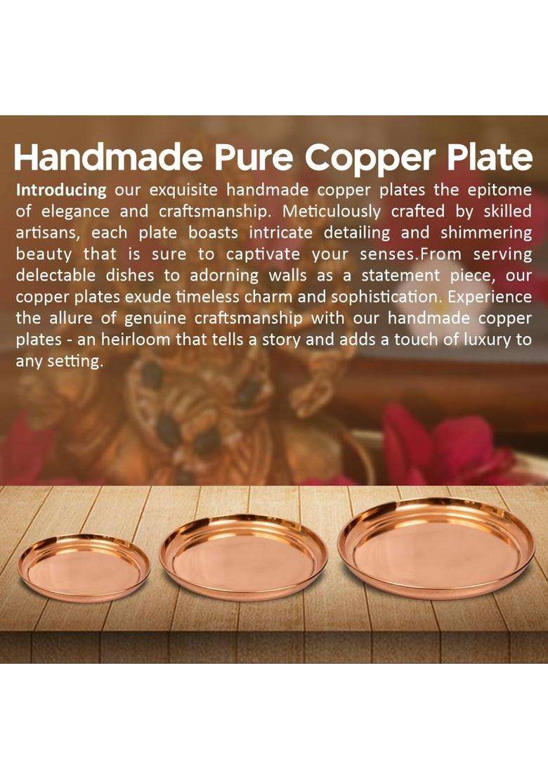 Torppeza Pure Indian Traditional Handmade Copper Thali for Pooja Diwali Puja Navratri Aarti and Bhog Fruits - Indya