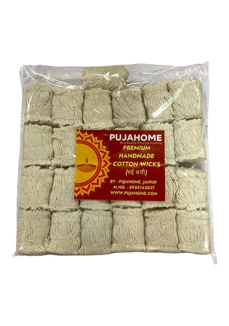 Pujahome White Handmade Long Cotton Wicks for Diya 1 Point 25 Lakh Long Diya Batti for Puja Aarti - Indya