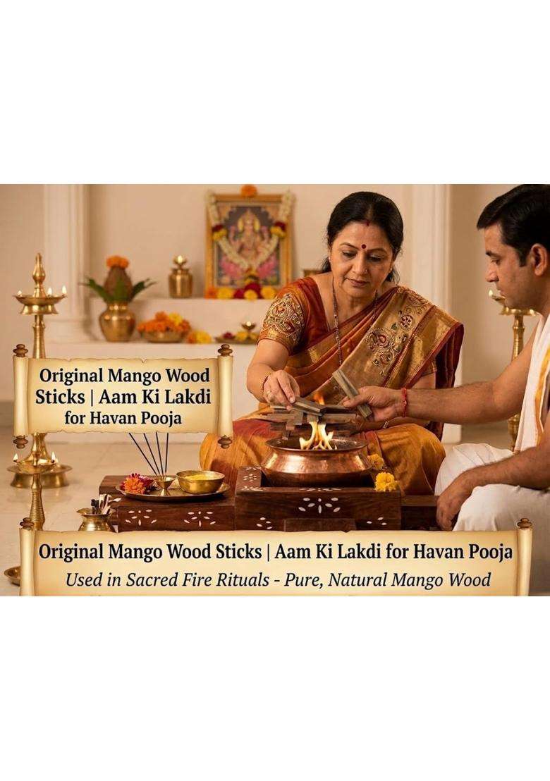 Green ADDA Products Special Pure Hawan Mango Wood Sticks for Havan and Yagya - Indya