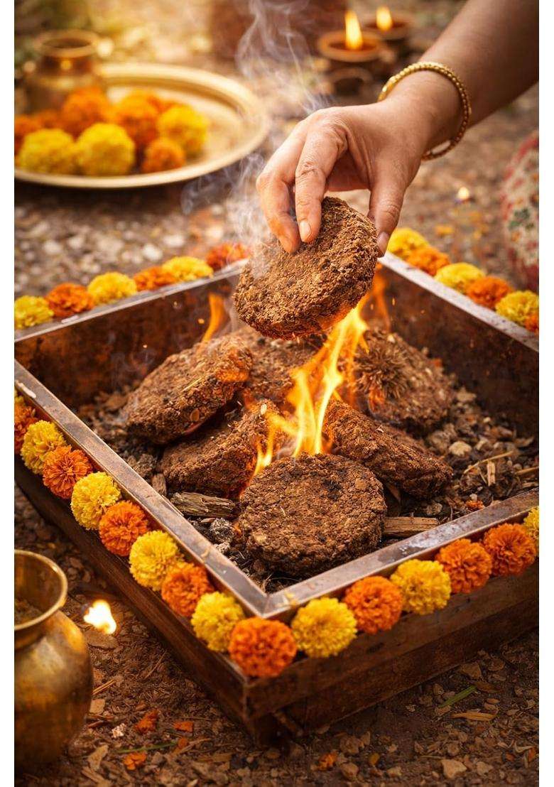 DNS Super Store Delight Junction Natural Gobar Kande 100 Percent Cow Dung Cakes for Havan Yagya and Puja - Indya