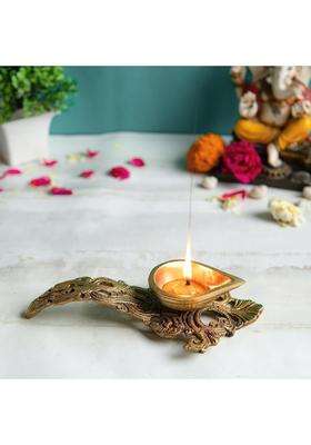 Jaszz Art Gold Brass Pooja Aarti Spoon 7 Point 5IN Long 360 G Home Decor