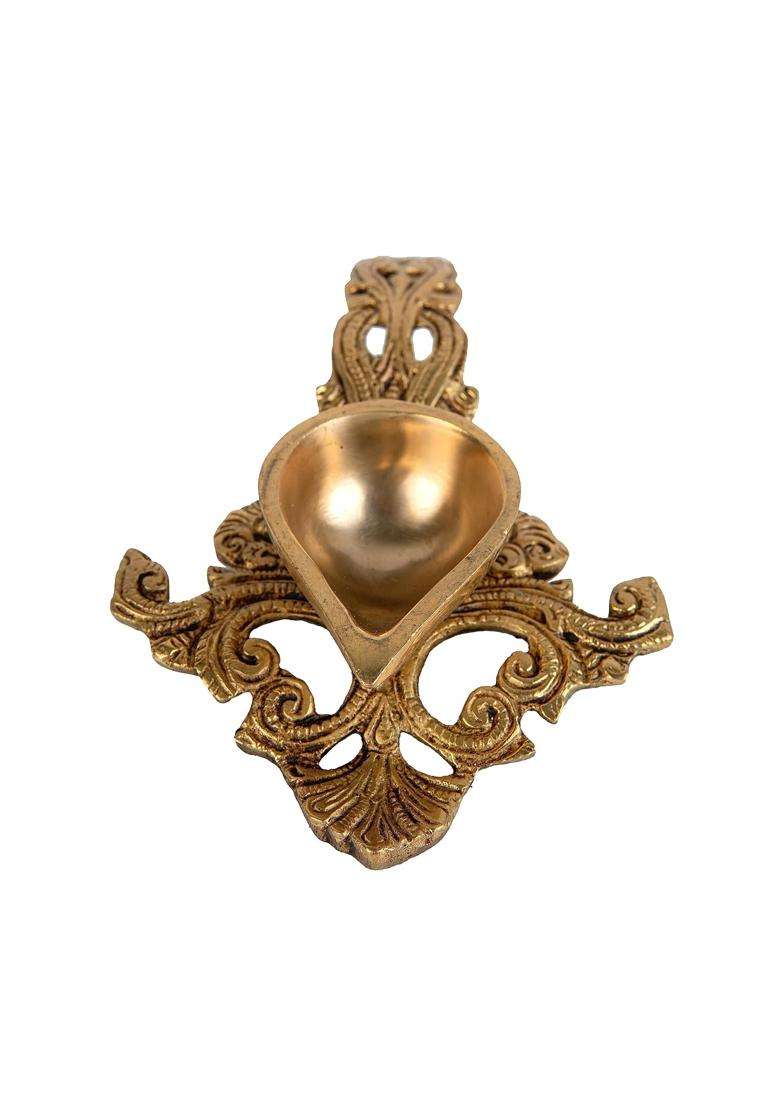 Jaszz Art Gold Brass Pooja Aarti Spoon 7 Point 5IN Long 360 G Home Decor - Indya