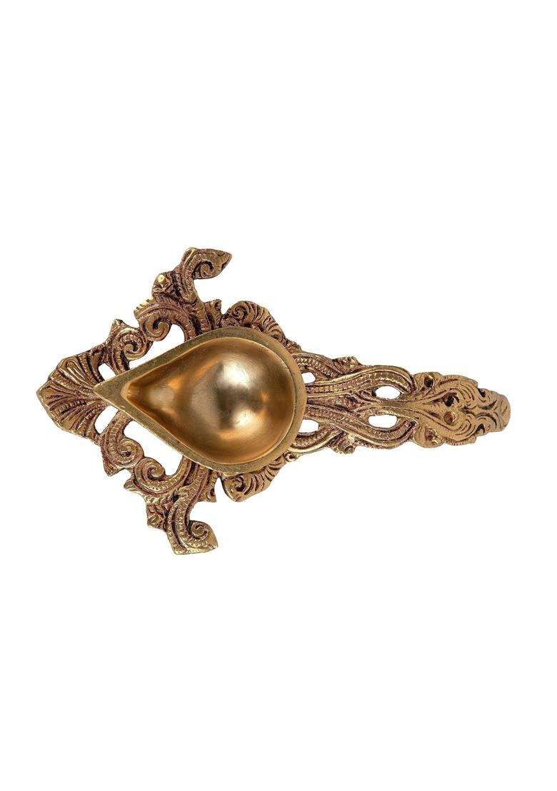 Jaszz Art Gold Brass Pooja Aarti Spoon 7 Point 5IN Long 360 G Home Decor - Indya