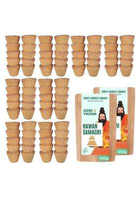 Triveni Organics Cow Dung Empty Sambrani Dhoop Cups 360Pcs with Hawan Samagri 900GM