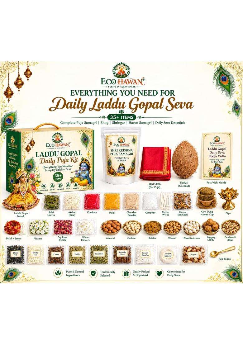 ECO Hawan Multicolour Laddu Gopal Daily Puja Kit Everything You Need for Everyday Krishna Seva - Indya