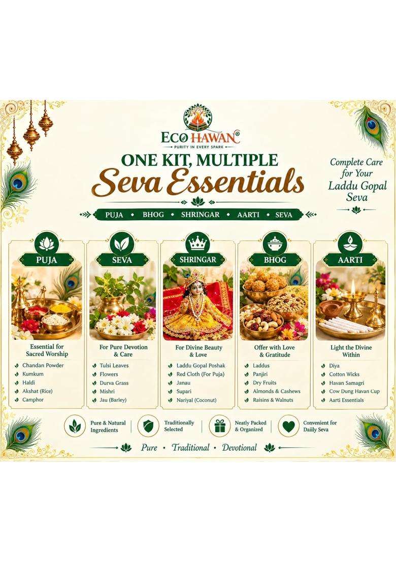 ECO Hawan Multicolour Laddu Gopal Daily Puja Kit Everything You Need for Everyday Krishna Seva - Indya