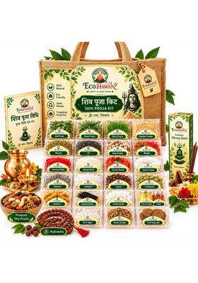 ECO Hawan Multicolour Shiv Pooja Kit 35 Plus Complete Pooja Items Mahadev Shivling Abhishek Kit