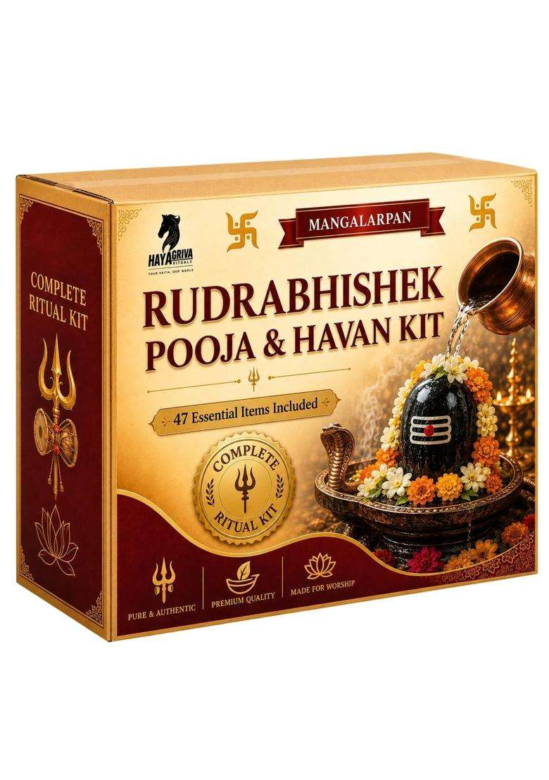 Hayagriva World Rudrabhishek Pooja and Havan Kit 47 Plus Essential Puja and Hawan Items Included - Indya
